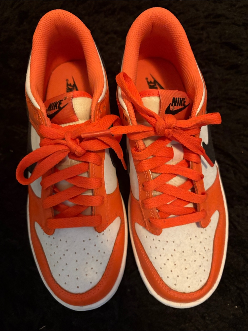 Nike Kids Orange and White Low-Top Sneakers
